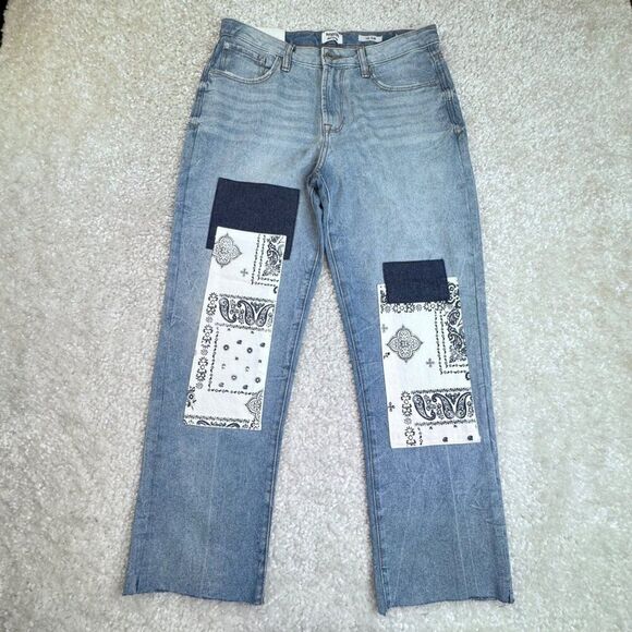Kensie True Vintage The Slim Patchwork High Rise Jeans 8/29 New - Picture 1 of 9